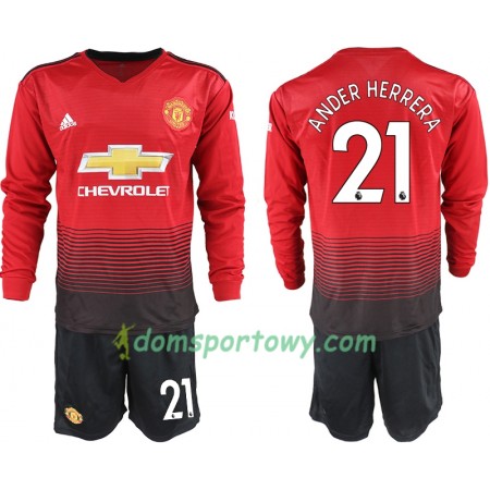 Koszulka Manchester United ANDER HERRERA 21 Dziecięcy Domowe Koszulki Piłkarskie 2018-2019 Długi Rękaw